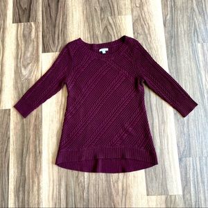 NY&CO Burgundy Cable Knit Sweater